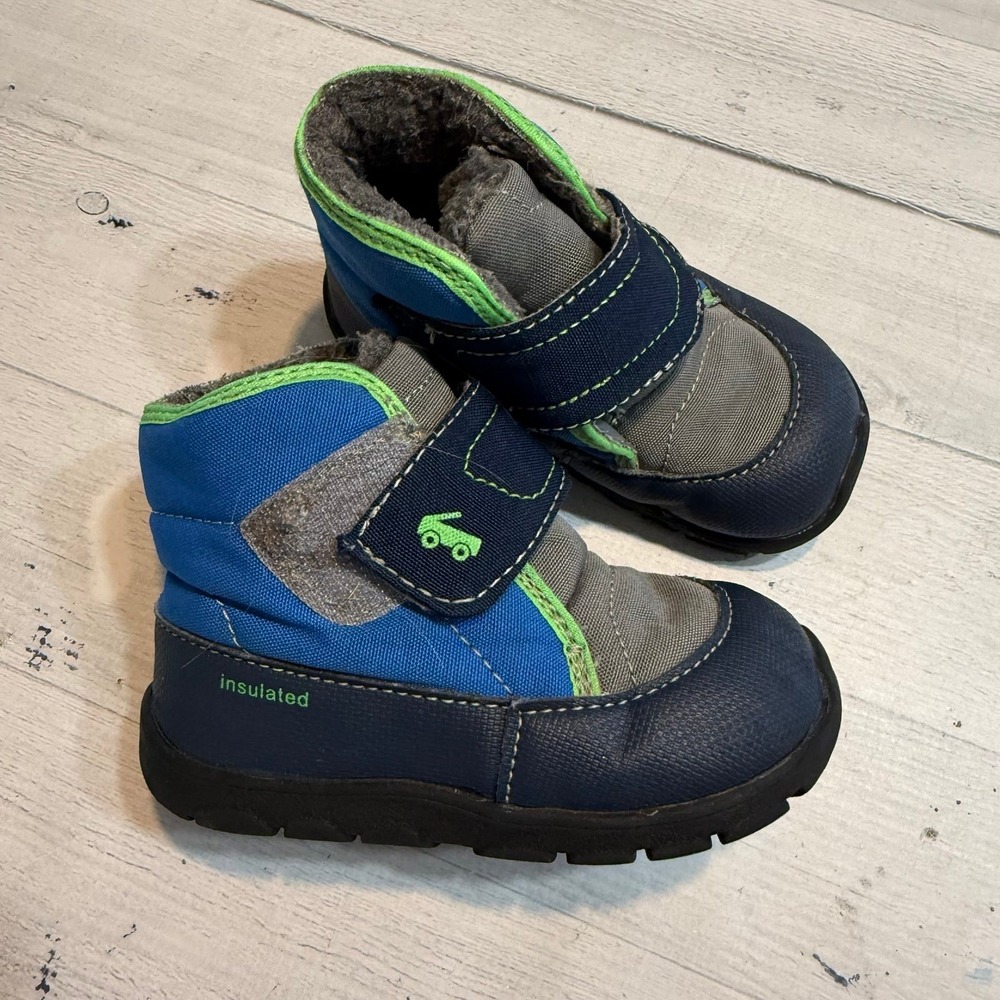 SEE Kai Run Blake Toddler Winter Boots blue green grey little kids size 8